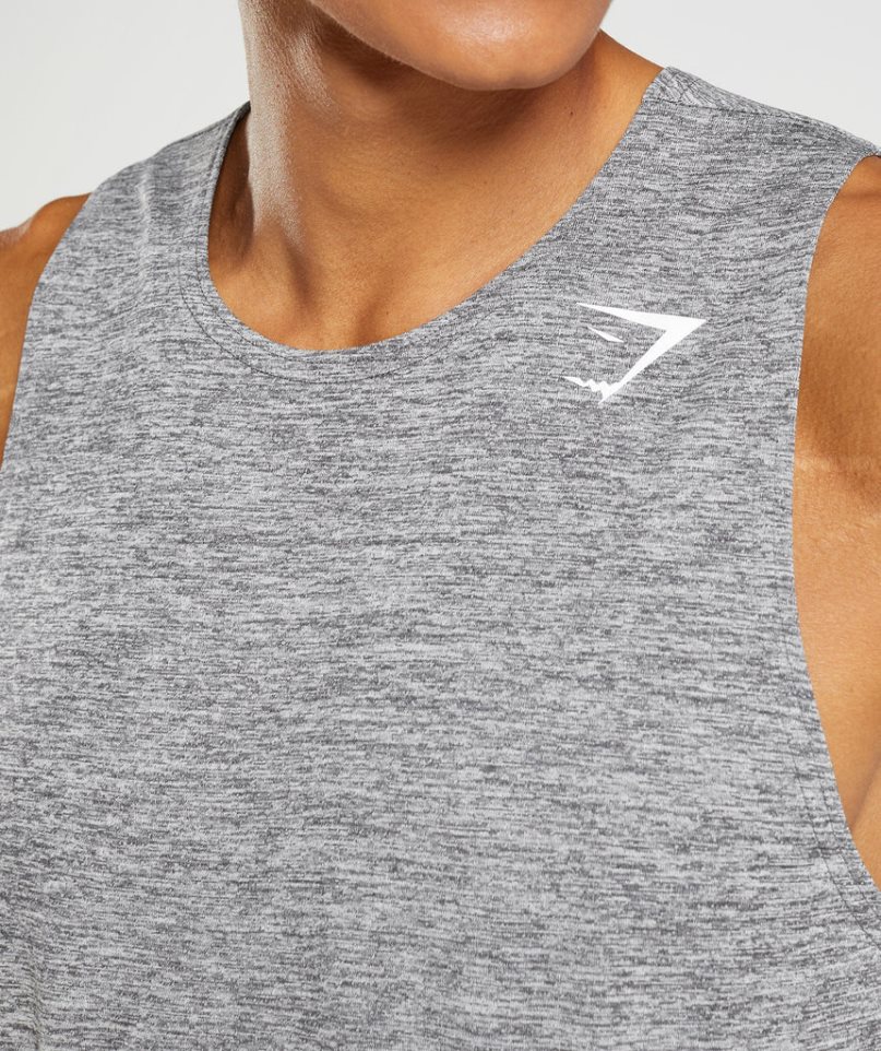 Men's Gymshark Arrival Slim Marl Tanks Grey | CA 06D31N